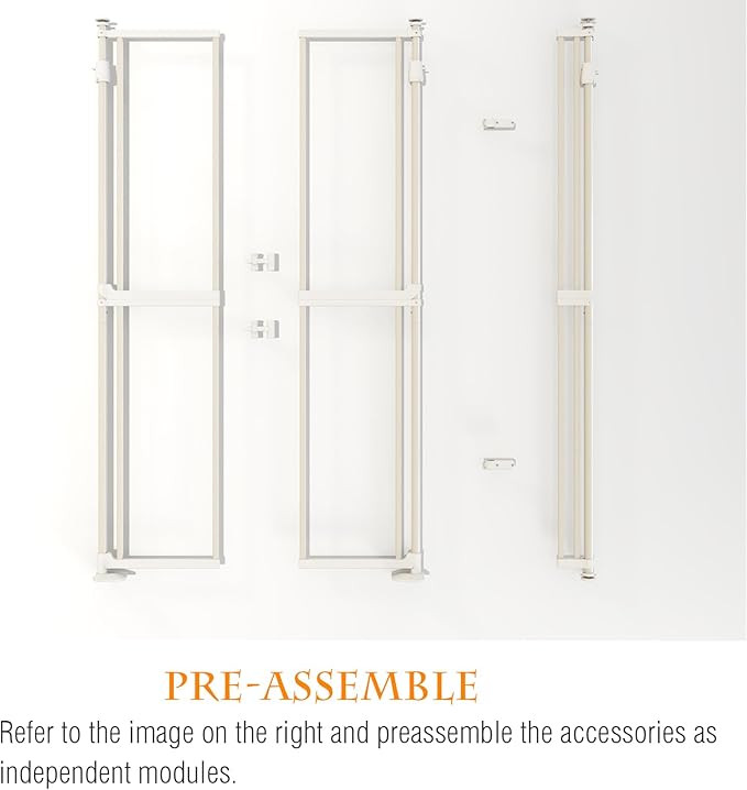 74-98" Extra Tall Cat Gate,Fits 33.85-42" Wide Opening,No Drilling Pressure Mount Design,Innovation Transparent Double Opening Pet Gate,Double Doors for Doorways/Stairs/Kitchen/Home, White