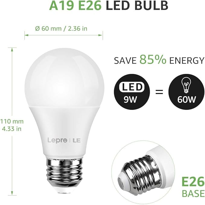 Lighting EVER LED Smart Light Bulbs, Compatible with Alexa and Google Assistant, 60 Watt Equivalent, Dimmable with App (Not Support Traditional Dimmers), Warm White 2700K, A19 E26, 2.4GHz WiFi Only