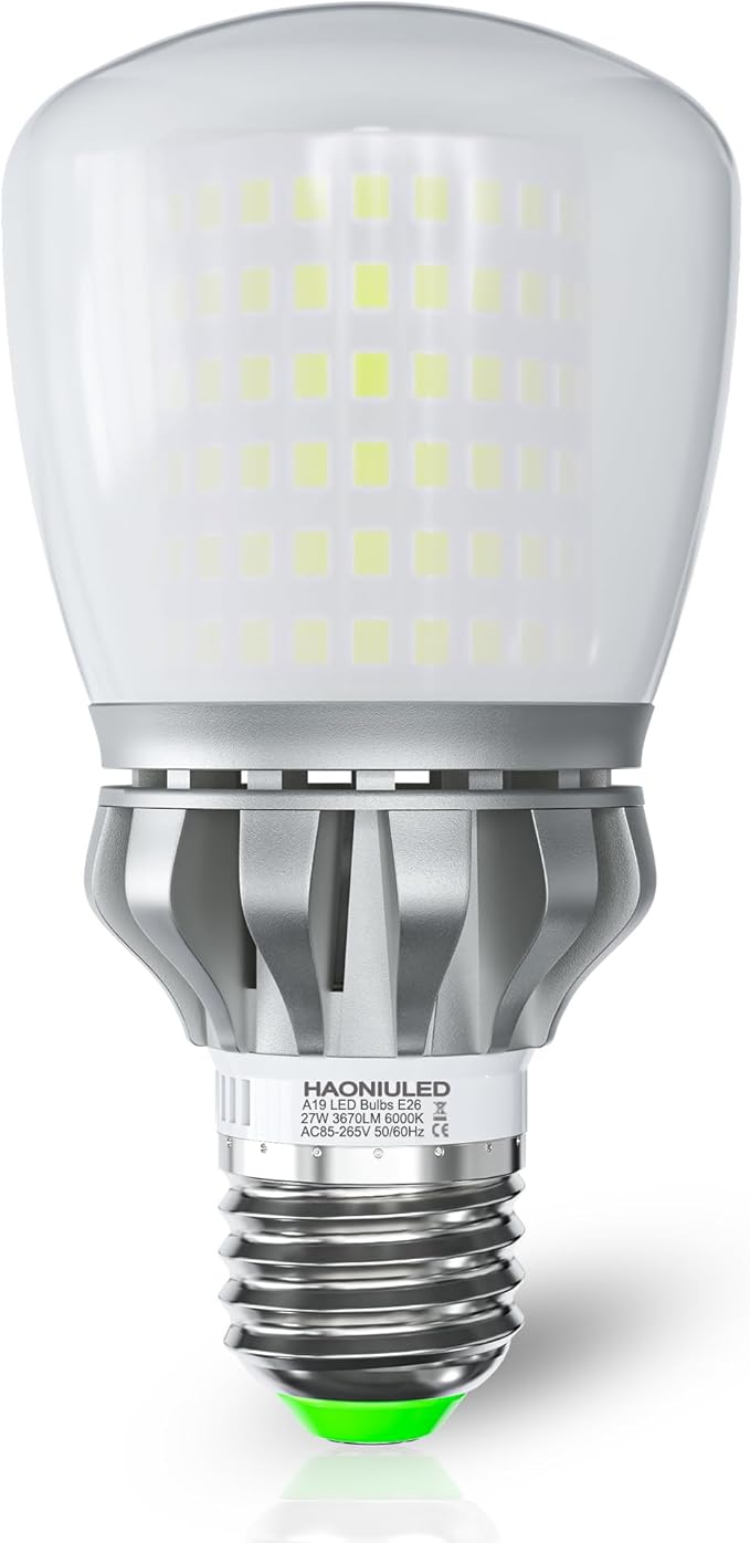 E26 LED Light Bulb, 250W Equivalent, 27W Non-Dimmable, 3670Lumens, 6000K, 1 Pack