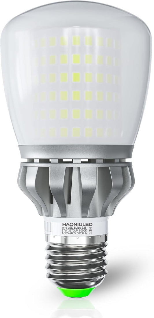 E26 LED Light Bulb, 250W Equivalent, 27W Non-Dimmable, 3670Lumens, 6000K, 1 Pack