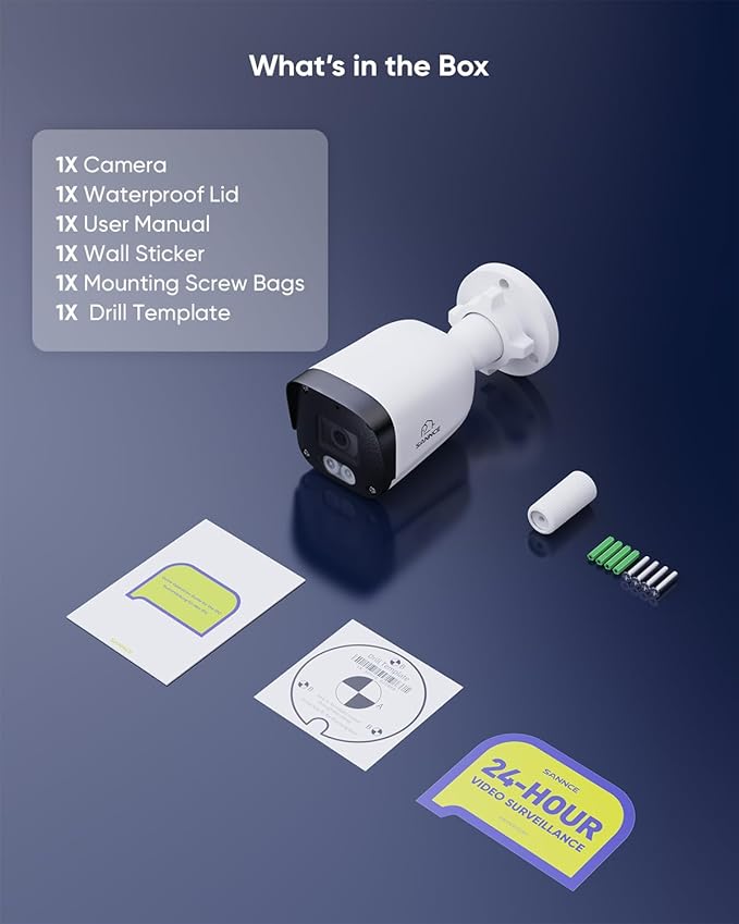 SANNCE 5MP PoE Security System, 8CH 6MP Surveillance NVR with 8PCS 5MP HD Weatherproof Bullet Cameras with H.265 Video Compression, Smart IR LED, APP Push Alert, Remote Access (NO HDD)