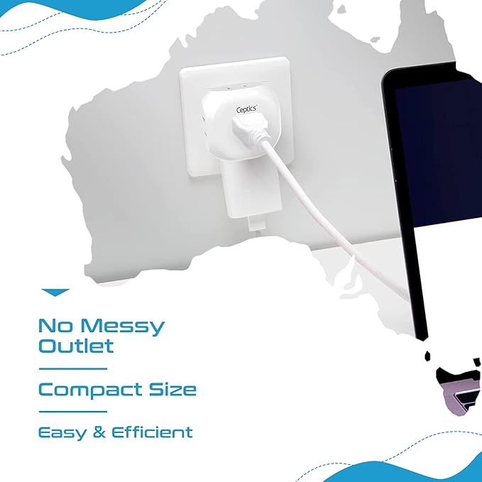 Ceptics Australia, New Zealand, China Travel Plug Adapter by - 4 Input - USA to Any Type I Countries Such as New Zealand, Argentina and More - 4 Pack (PT-16), White (PT-16-4PK)