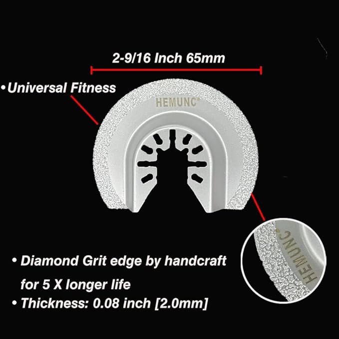 6Pcs Diamond Oscillating Tool Blades, Multi Tool Mortar Cutting Saw Blades Precise for Grout Removal and Soft Tile Cut