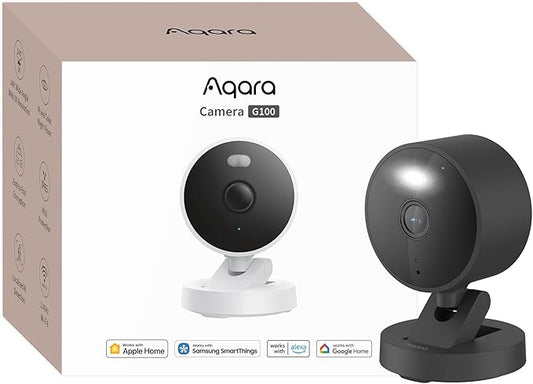 Aqara G100, 2K Indoor/Outdoor Security Camera, HomeKit Secure Video, 2-Way Audio, Spotlight Color/IR Night Vision, AI Detection, 140° FOV, Wi-Fi 6, Supports HomeKit, Alexa, Google and IFTTT, Black