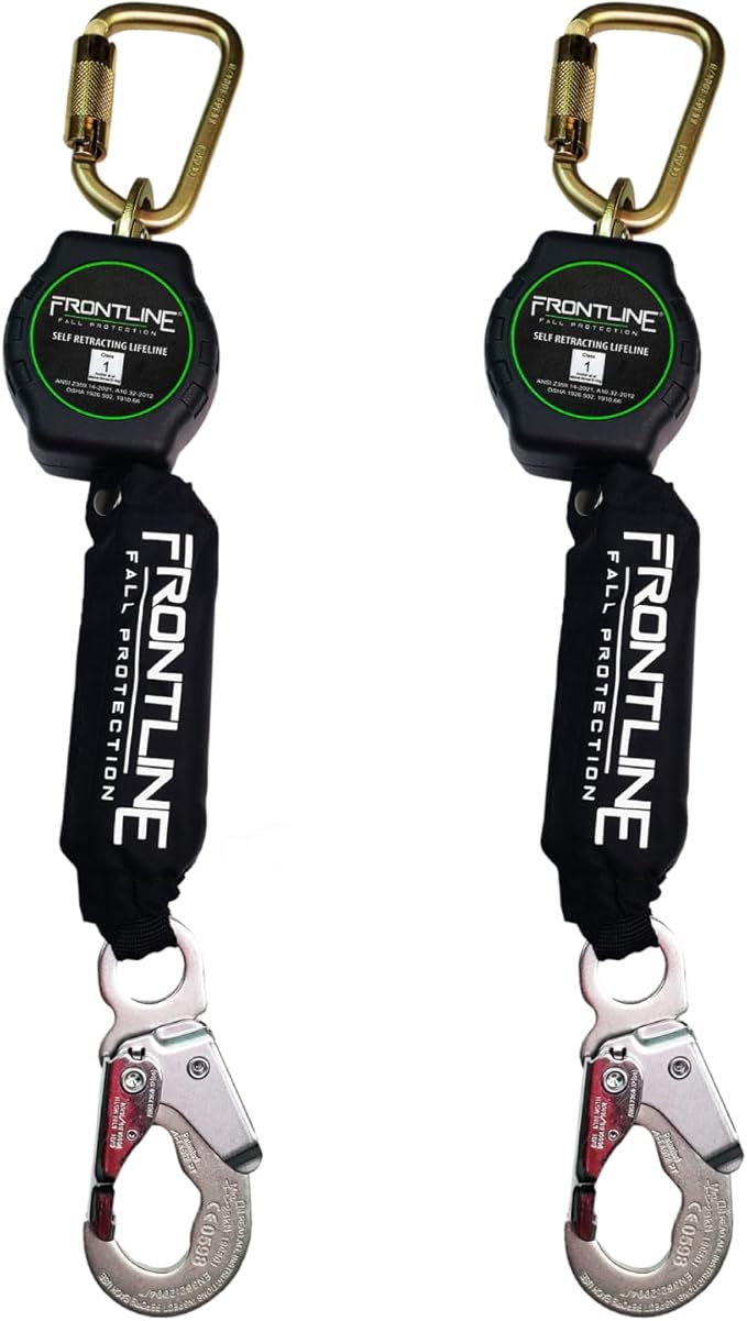 Frontline RPA061S 6' Aramid Web Single Leg SRL with Steel Snap Hook | Lightweight, Durable & Compact | 310 lbs Capacity | Aramid Fiber Webbing | ANSI & OSHA Compliant | ISO Lab Tested (2 Pack)