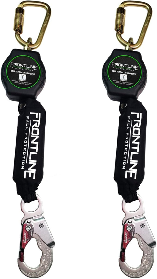 Frontline RPA061S 6' Aramid Web Single Leg SRL with Steel Snap Hook | Lightweight, Durable & Compact | 310 lbs Capacity | Aramid Fiber Webbing | ANSI & OSHA Compliant | ISO Lab Tested (2 Pack)