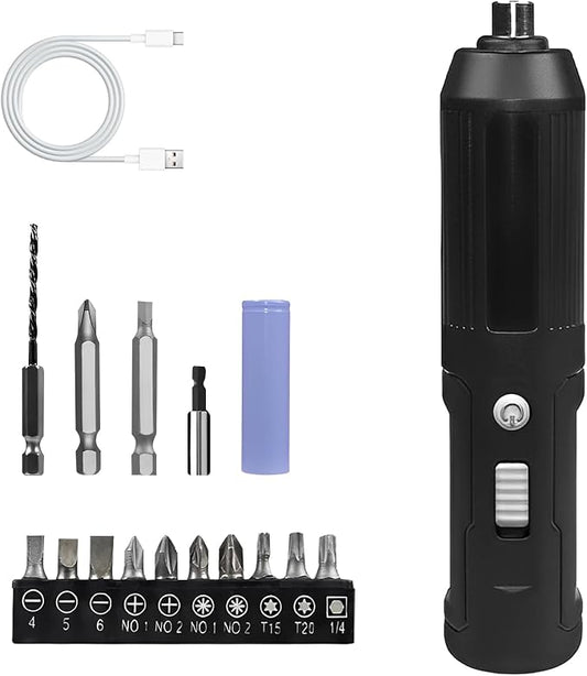 4V Cordless Electric Screwdriver with Dual Modes & Type-C Charging | 3.8Nm Torque, 15 Precision Bits | Portable Tool for Home DIY, Furniture Assembly, Electronics Repair
