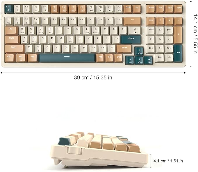 Wireless Mechanical Keyboard, Triple Mode 2.4G/USB-C/BT Gaming Keyboards 100 Keys RGB Backlit, Brown Switch Rechargeable | Brown Combo