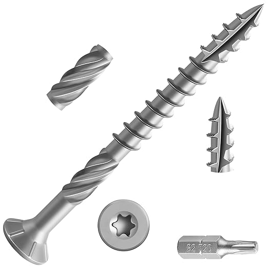 #10 * 3" 304 Stainless Steel Deck Screws, (75pcs) 1 lbs.Exterior Wood Screws, Rust Resistant Epoxy Coated, Bronze, T20 Star Bit