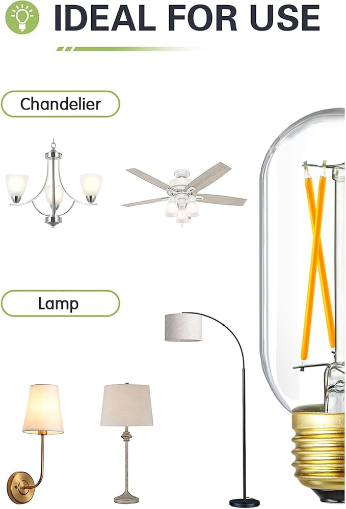 Leools E26 LED Bulb 6W Equivalent e26 led Bulb 60 Watt Warm White 2700K Dimmable E26 Edison Bulb AC120V 600lm Tubular T14 LED Bulb for Pendant, Sputnik,Vanity,Chandeliers Pack of 6