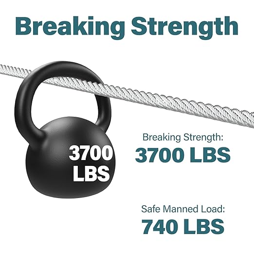 3/16 Wire Rope, 200ft 3/16 Stainless Steel Cable Wire, 7x19 Strand Aircraft Cable Wire Rope Kit, 3700lbs Breaking Strength with 3/16 Cable Clamps,Thimble for Deck Railing Shade Sails String Lights