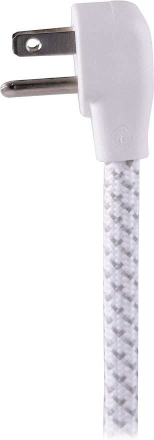 Philips 6 Outlet Power Strip Surge Protector, 6 Ft Power Cord, Designer Braided Extension Cord, Flat Plug, Perfect for Office or Home Décor, 1080 Joules, White, SPC3054WA/37