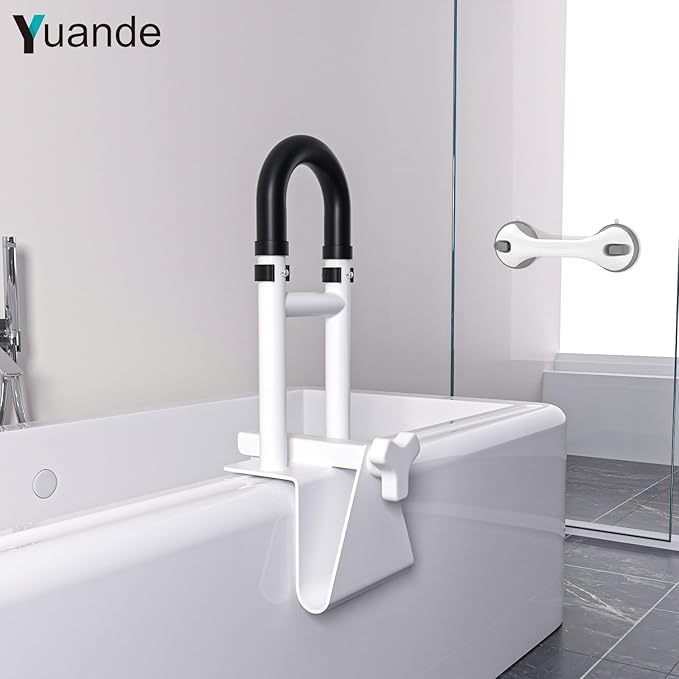 Bathtub Grab Bars with Suction Grab Bars, YuanDe 20x6 Inch Adjustable Bathtub Safety Rail Height & Width, Heavy Duty Tub Handle Grab Bar, Bath Handles Clamp for Elderly Seniors Injury Disabled