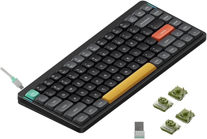 NuPhy Air75 V2 Portable 75% Low Profile Keyboard,84 keys RGB Backlight Wireless Mechanical Keyboard,Supports Bluetooth/2.4G/USB-C,Compatible with Windows/Mac OS/Linux Systems-Black Gateron Moss Switch