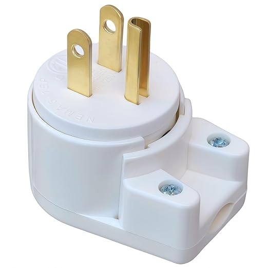 USA Canada Nema 5-15P 15AMP 125V Household 3 Pole DIY Right Angle AC Plug 90 Degree 12 Directions Adjustable Plug White ETL Listed (1)