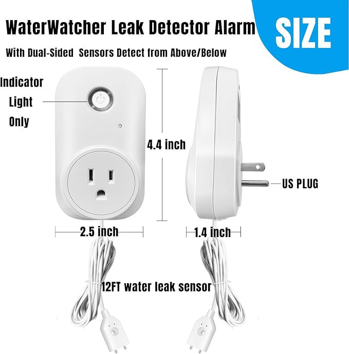 Smart Overflow Detection Sensor - Water Overflow Alarm with Real-Time Alerts for Home, Office & Basement Protection