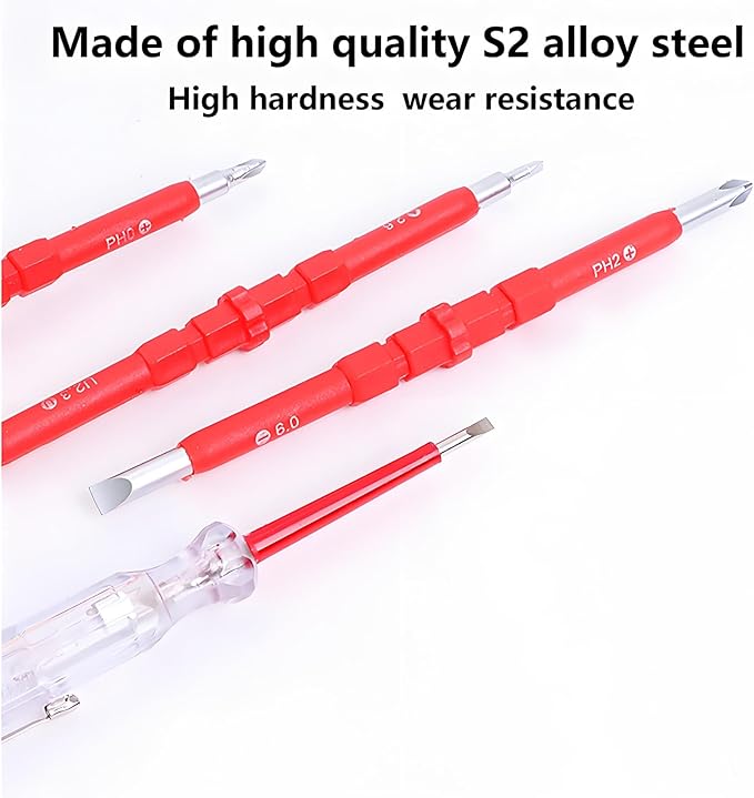 Insulated Screwdriver Set for Electricians – Ergonomic Handle, Magnetized Tips, Durable for Electrical Work, Receptacle & Outlet Screwdriver, Multi-Tool (5 in1)