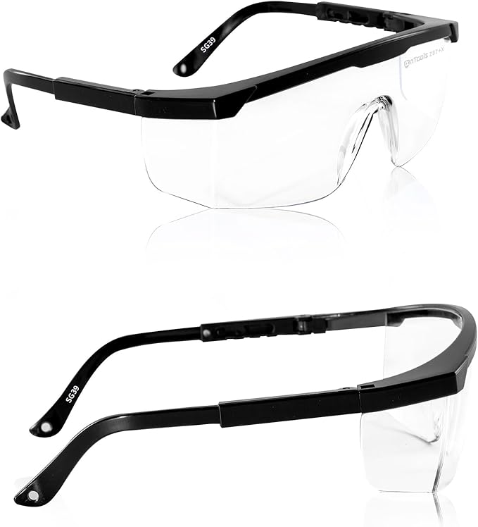 2 Pack ANSI Z87+ Safety Glasses, Anti-Fog, Scratch-Resistant, Adjustable Temples, Clear Protective Eyewear, Lab Goggles
