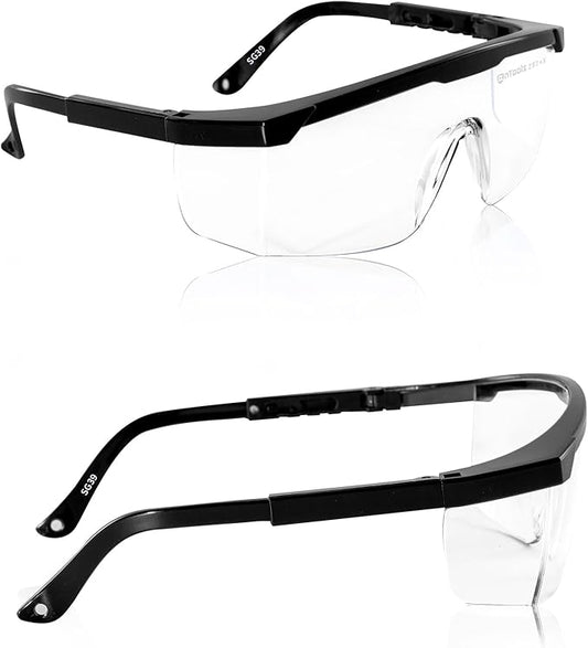 2 Pack ANSI Z87+ Safety Glasses, Anti-Fog, Scratch-Resistant, Adjustable Temples, Clear Protective Eyewear, Lab Goggles
