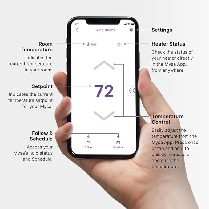 Mysa Smart Thermostat LITE for Electric Baseboard Heaters 240V | DIY Install | Use w/HomeKit, Alexa, Google Home | Wi-Fi Programmable | Remote Control with Free App