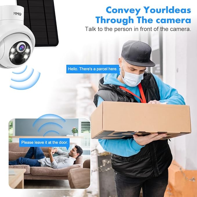 Solar Security Cameras Outdoor, 4MP PTZ Solar Panel for Security Cameras, Battery Powered Wireless Cameras for Home with 128GB Card, PIR Motion Detection, Color Night Vision, Compatible with Alexa