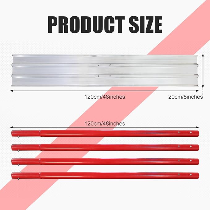 Concrete Tools Concrete Bull Float Tools Kit 48"x8" Cement Trowel Tools, Aluminum Magnesium Alloy Concrete Finishing Tools with 48" Handle x4 and Bull Float Bracket.