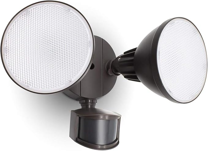 LUTEC 3200 Lumen 32W LED Motion Activated Integrated Dual-Head Flood Light Outdoor, Motion Sensor Light Outdoor, Dusk to Dawn Exterior Security Wall Light for Patio Garden,Bronze