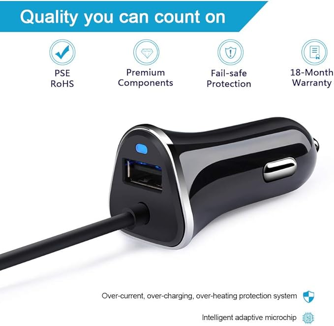 USB Type C Car Charger,Quick Charge 3.4A USB Car Adapter with 3ft Type C Charging Cable for Samsung Galaxy S23 Ultra S22 S21 S20 A10e A15 A14 A25 A54 A53 S10 S9 S8 Plus,Note 20/10,LG G8 G7 V40 V35 V60