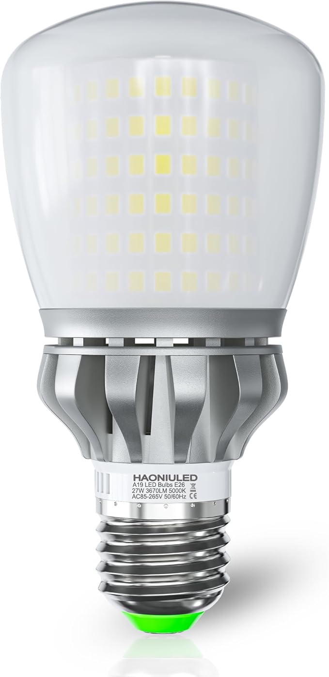 27W LED Corn Light Bulb 250W Equivalent, 3670 Lumen, E26 Non-dimmable 5000K Cool Daylight White, Pack of 1