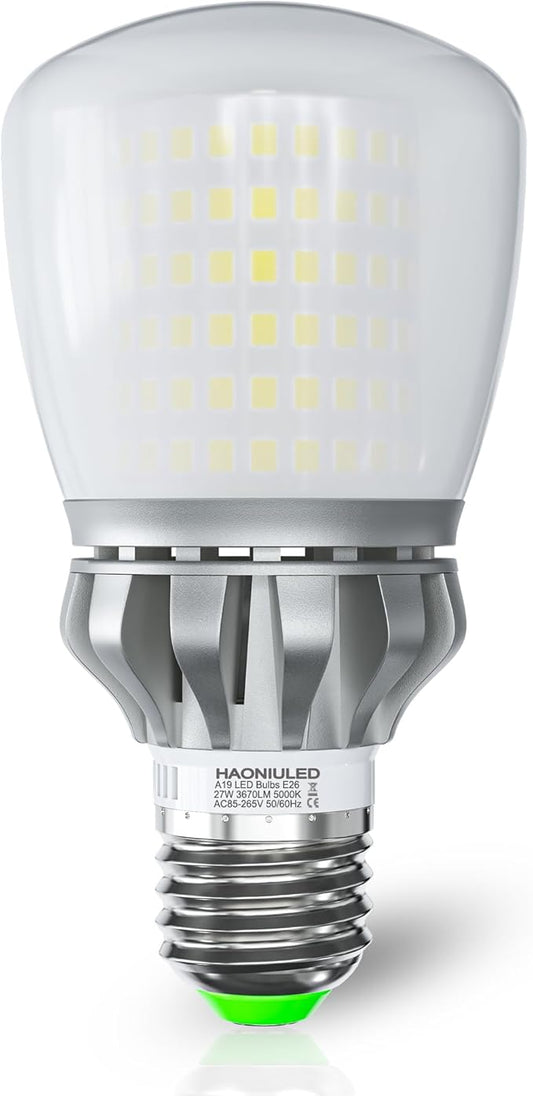 27W LED Corn Light Bulb 250W Equivalent, 3670 Lumen, E26 Non-dimmable 5000K Cool Daylight White, Pack of 1