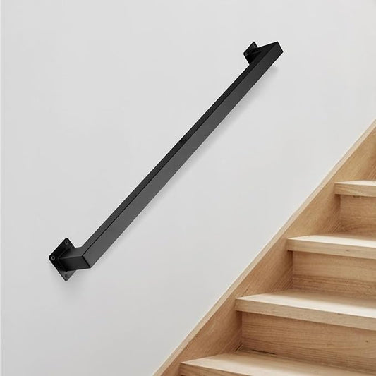 Stair Railing Metal Hand Rails for Indoor Stairs Wall Mount Staircase Handrails 1.25" Pipe Stair Handrail for Steps Black Iron Stairway Railing for Outdoor & Indoor Stairs -24inch