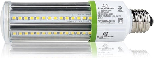 RuggedGrade Aries EV 12W LED Corn Bulb | 1,380 Lumens | 4000K | E26 Base | Compact Energy-Efficient Light for Indoor/Outdoor Use | DLC 5.1 Premium