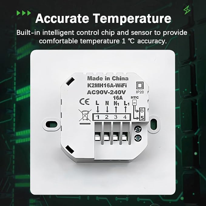 Wi-Fi Smart Thermostat Temperature Controller for Electric Heating LCD Display Touch Screen Week Programmable App Control Underfloor Heating Thermostats for Home Office School Hotel