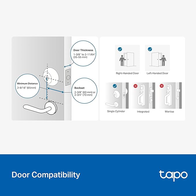 TP-Link Tapo Smart Door Lock, Deadbolt | Keyless Entry, Fingerprint Recognition, Touchscreen Keypad & in-App Monitoring with Scheduled Access | 1-Year Rechargeable Battery | BHMA Grade 2 | Tapo DL110