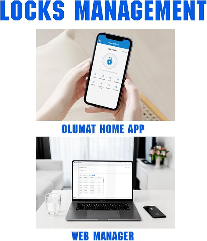 Smart Lock with Handle: Wi-Fi Keyless Entry Door Lock - Smart Locks for Front Door - Biometric Fingerprint Door Lock - Smart Door Lock with Keypad - Garage Door with App Control - Auto Lock