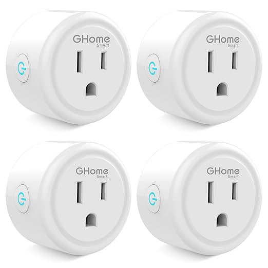 GHome Smart Mini Plug Compatible with Alexa and Google Home, WiFi Outlet Socket Remote Control with Timer Function, Only Supports 2.4GHz Network, No Hub Required, ETL FCC Listed (4 Pack), White