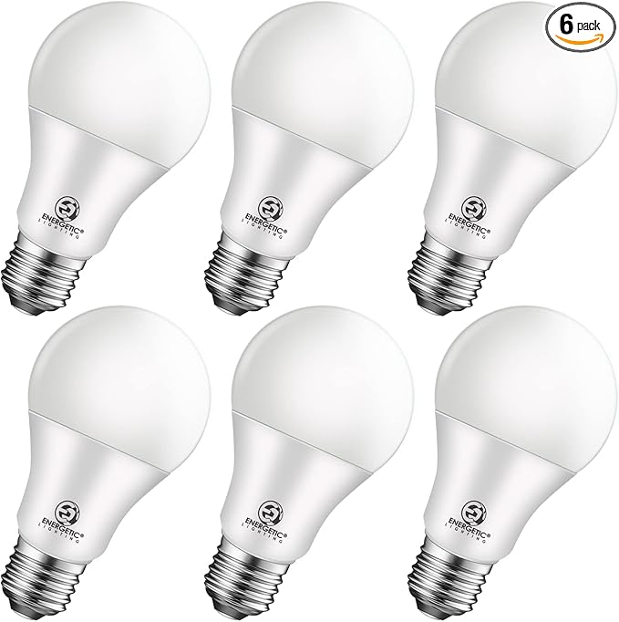 Energetic 6-Pack 100 Watt LED Bulb Daylight 5000K, Dimmable, 1500 Lumens 12.5W, E26 Medium Base, 15000 Hrs, UL Listed