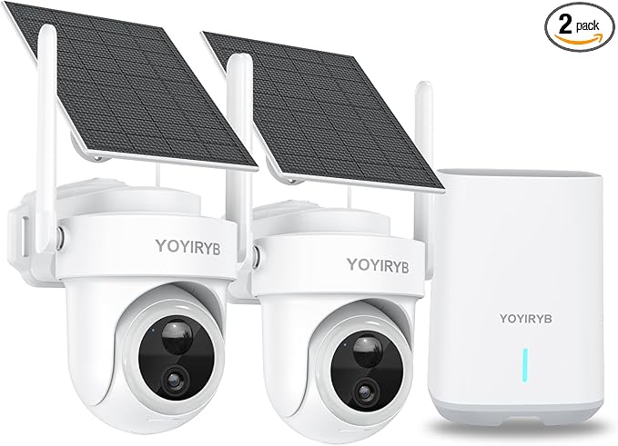 Security Cameras Wireless Outdoor, No Subscription, 4K Solar-Powered Home Security Cameras System with 360° Pan & Tilt, Color Night Vision, Auto Tracking, Easy Setup, 5G & 2.4G WiFi, 2 Cam-Kit