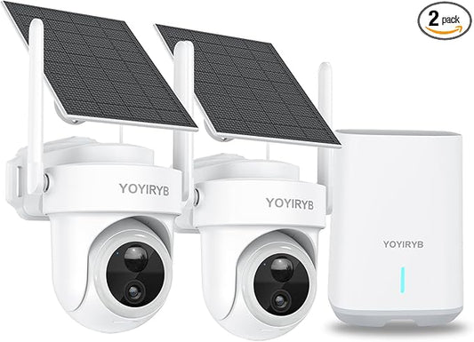 Security Cameras Wireless Outdoor, No Subscription, 4K Solar-Powered Home Security Cameras System with 360° Pan & Tilt, Color Night Vision, Auto Tracking, Easy Setup, 5G & 2.4G WiFi, 2 Cam-Kit