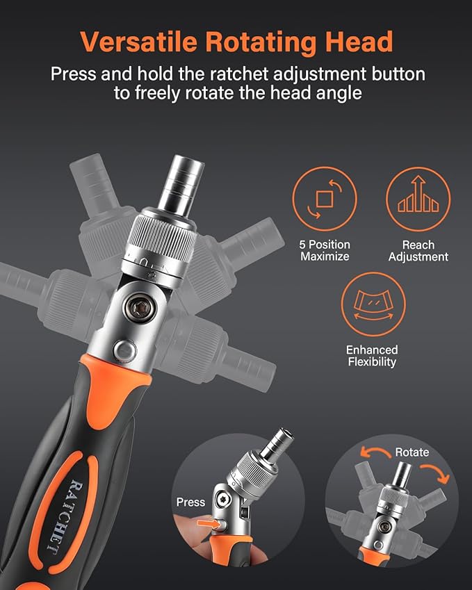 Ratcheting Screwdriver Set, 68 in 1 Socket Set & Magnetic Screwdriver Bit Set with Rotatable Ratchet Handles, Extensions Bar and Storage Case for Phone, Computer, Bike, Car, Electronics Maintenance