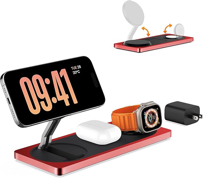 3-in-1 Charging Station for Apple Devices: Used for iPhone and Watch Charging Station with Magsafe Charger Stand, Wireless Charger for iPhone16/15/14/13/12, Apple Watch 1-9/Ultra, AirPods 3 Pro