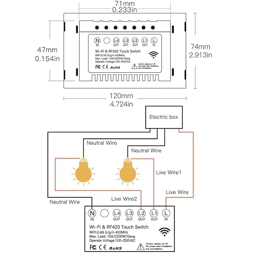 MOES 2.4GHz WiFi Wall Touch Smart Switch Neutral Wire Required, 3 Way Multi-Control, Glass Panel Light Switch Work with Smart Life/Tuya App, RF433 Remote Control, Alexa and Google Home White 2 Gang