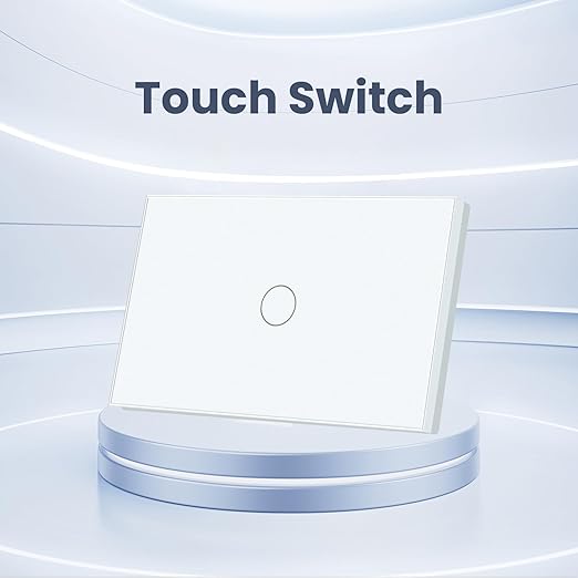 Light Switch No Neutral Wire,Single Live Wire Light Switch No WiFi,Tempered Glass Panel,Total Power Maximum 1000W,FCC Certification,White 1 Gang