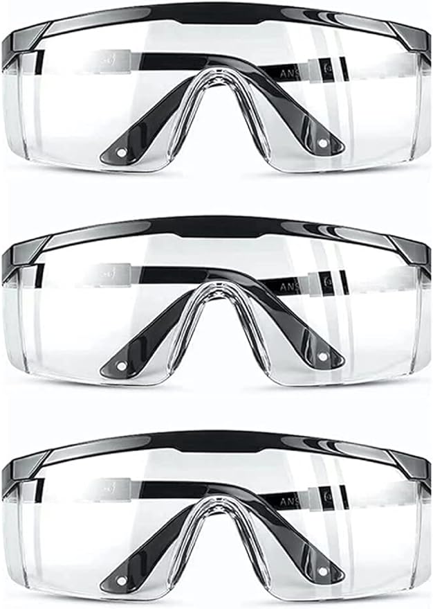 (3 Pack) Safety Glasses Anti Fog & Shattered Proof, ANSI Z87.1 & EN 166 UV Resistant Protective Eyewear Safety Goggles, Wide Frame Eye Shield Goggles Scratch Resistant Best Eye Protection