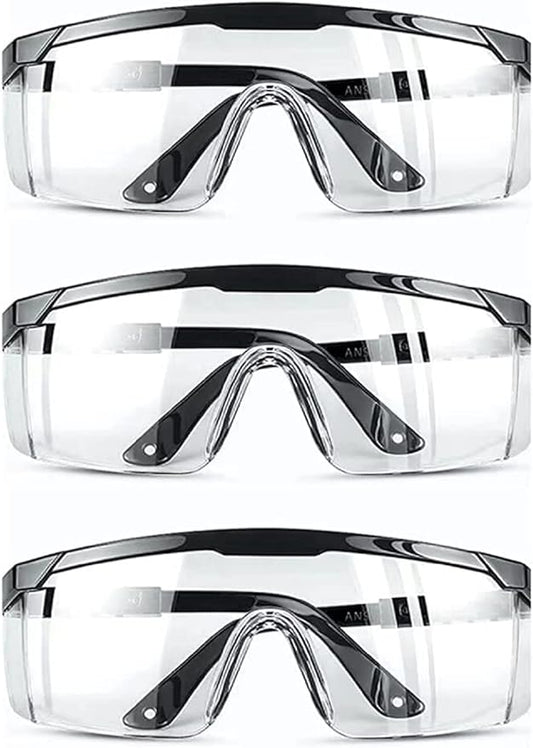 (3 Pack) Safety Glasses Anti Fog & Shattered Proof, ANSI Z87.1 & EN 166 UV Resistant Protective Eyewear Safety Goggles, Wide Frame Eye Shield Goggles Scratch Resistant Best Eye Protection