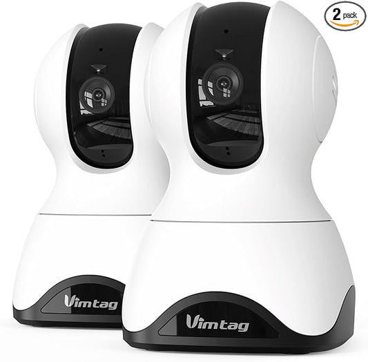 VIMTAG 4K UHD Indoor Cameras for Home Security 2-Pack, 360° Pet Camera, 5G/2.4G WiFi Baby Monitor with Phone App/Speaker for Dog Cat, Motion Tracking, Free AI Detection, Night Vision, SD/Cloud Storage