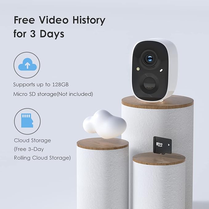 GMK Security Camera Wireless Outdoor, 2K Color Night Vision AI Motion Detection 2-Way Talk Battery Powered WiFi Home Indoor Camera IP65 Weatherproof Spotlight Siren Alarm Cloud/SD Storage