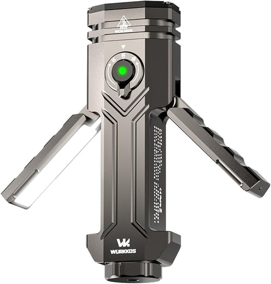 Wurkkos HD02 Flat LED Flashlight, Magnetic Deformation, 3200 Lumens, 5000 mAh Rechargeable, 3000K-6500K, Four-Light Sources, Folding Wing Lighting/Spotlight/UV Light/Green Light/MagneticTail,IPX6