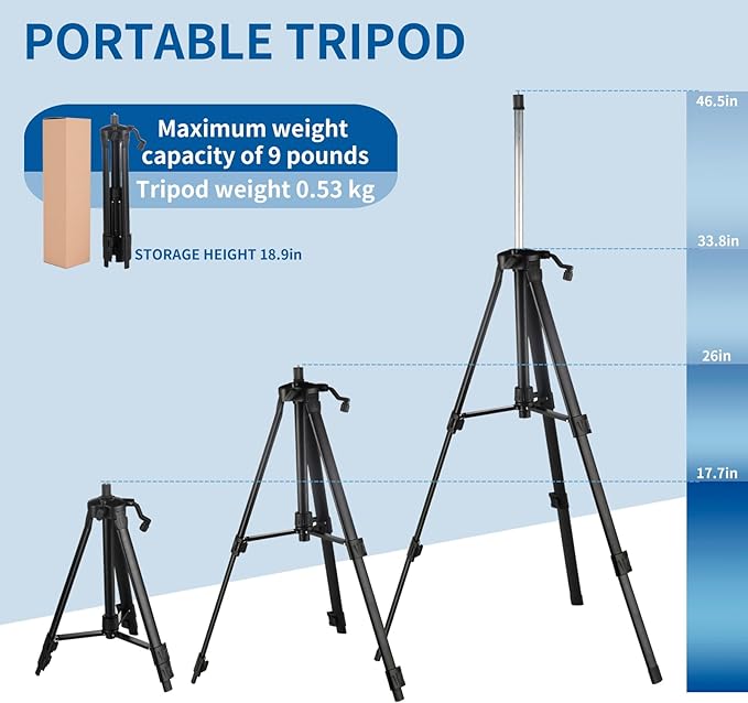Laser Level Tripod, Adjustable Height, Lightweight Construction with Secure Mount
