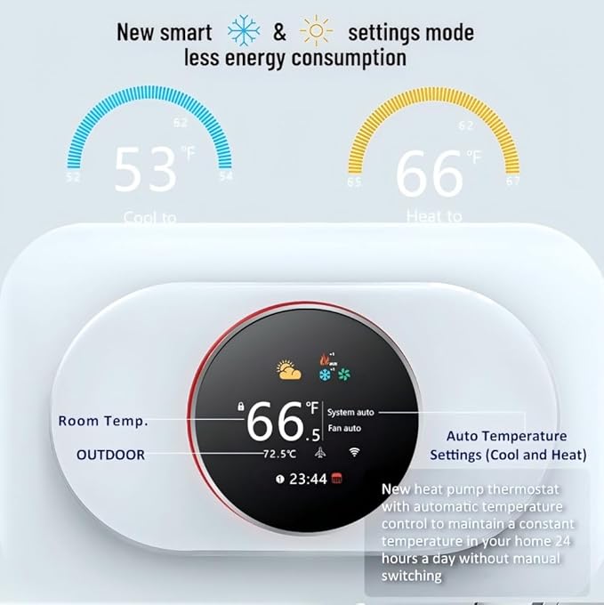 Smart Thermostat for Home, WiFi Programmable Digital Thermostat, Heat Pump Compatible Thermostat with Energy Saving Modes, C-Wire Adapter Included, Compatible with Alexa and Google Home